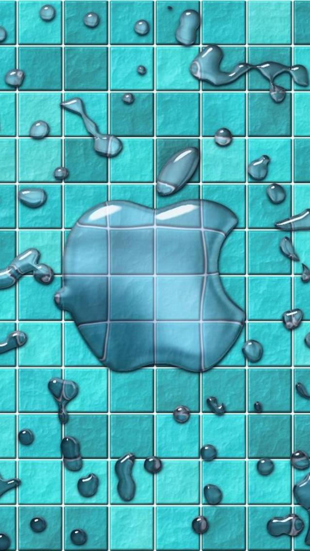 Hd Apple Shower Iphone 5 Wallpapers - Apple Wallpaper Tile Turquoise - HD Wallpaper 