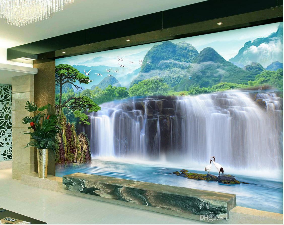 Waterfall Wallpaper In Wall - HD Wallpaper 