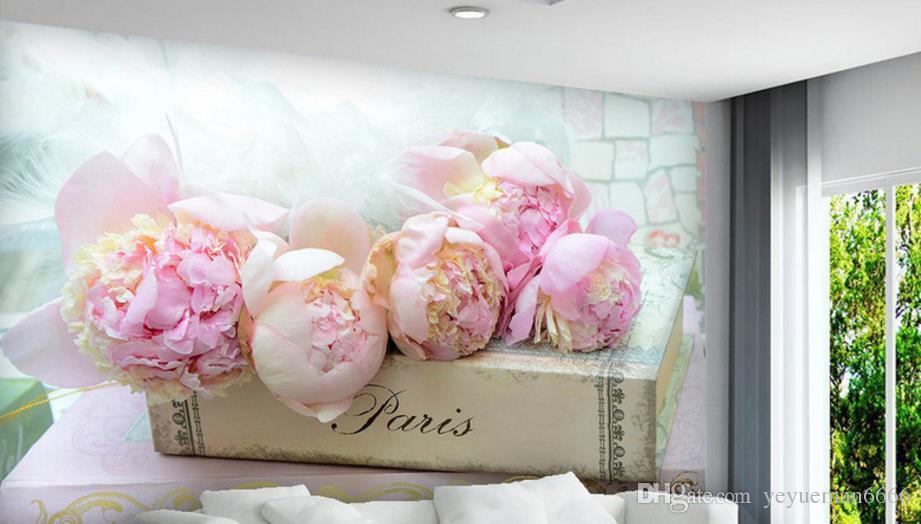 Fondos De Pantalla De Flores Rosadas Para La Sala De - Paris Pink Peonies Romantic Shabby Chic French Market - HD Wallpaper 