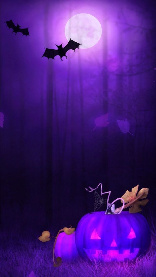Purple Halloween Wallpaper Iphone - HD Wallpaper 